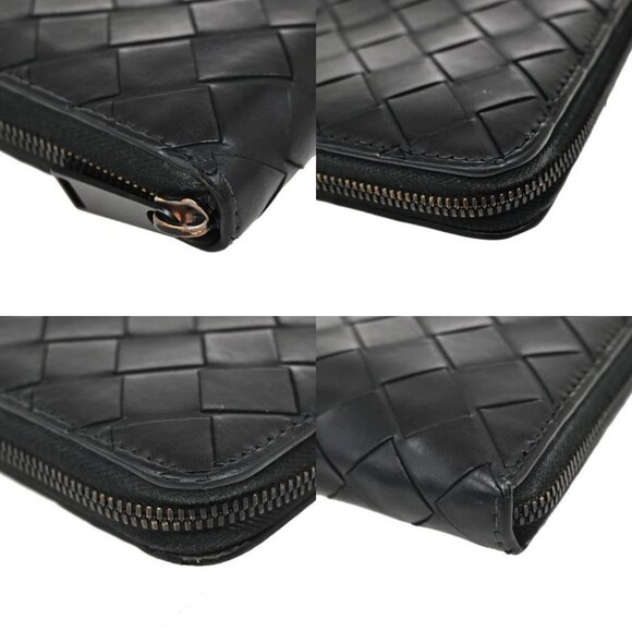 BOTTEGA VENETA Intrecciato Long Zipper Around Wallet Leather Black 65FC117 - Picture 5 of 13